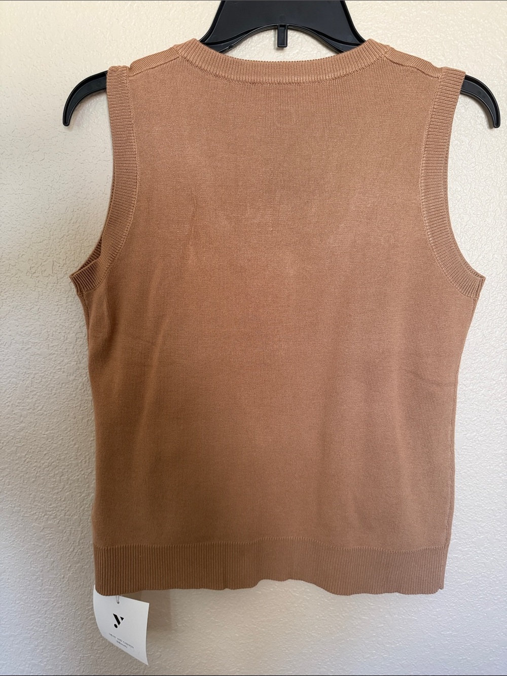 Women's V-Neck Button-Front Sweater Vest in Camel Brown - Picture 6 of 9